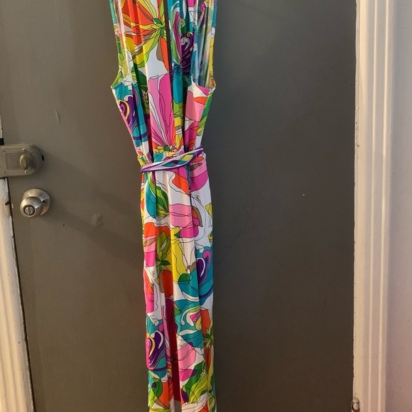 Trina Turk Floral Multicolor Halter Dress resort wear vacation - Picture 4 of 6